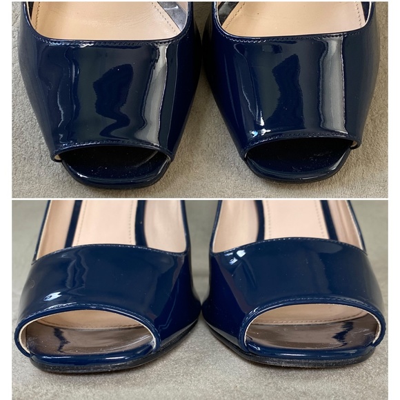 SOLD $$$ PRADA 39 Patent Leather CALZATURE DONNA VERNICE 4" Heel Open toe Pump - Picture 7 of 12
